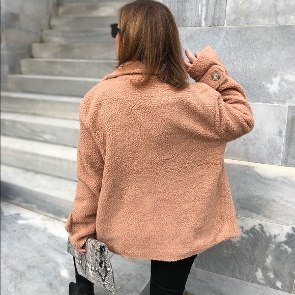 Lorna 2 Teddy Coat - Nude Peach - Picture 4 of 8